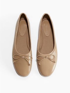 Beige Ballet Flats with Bow